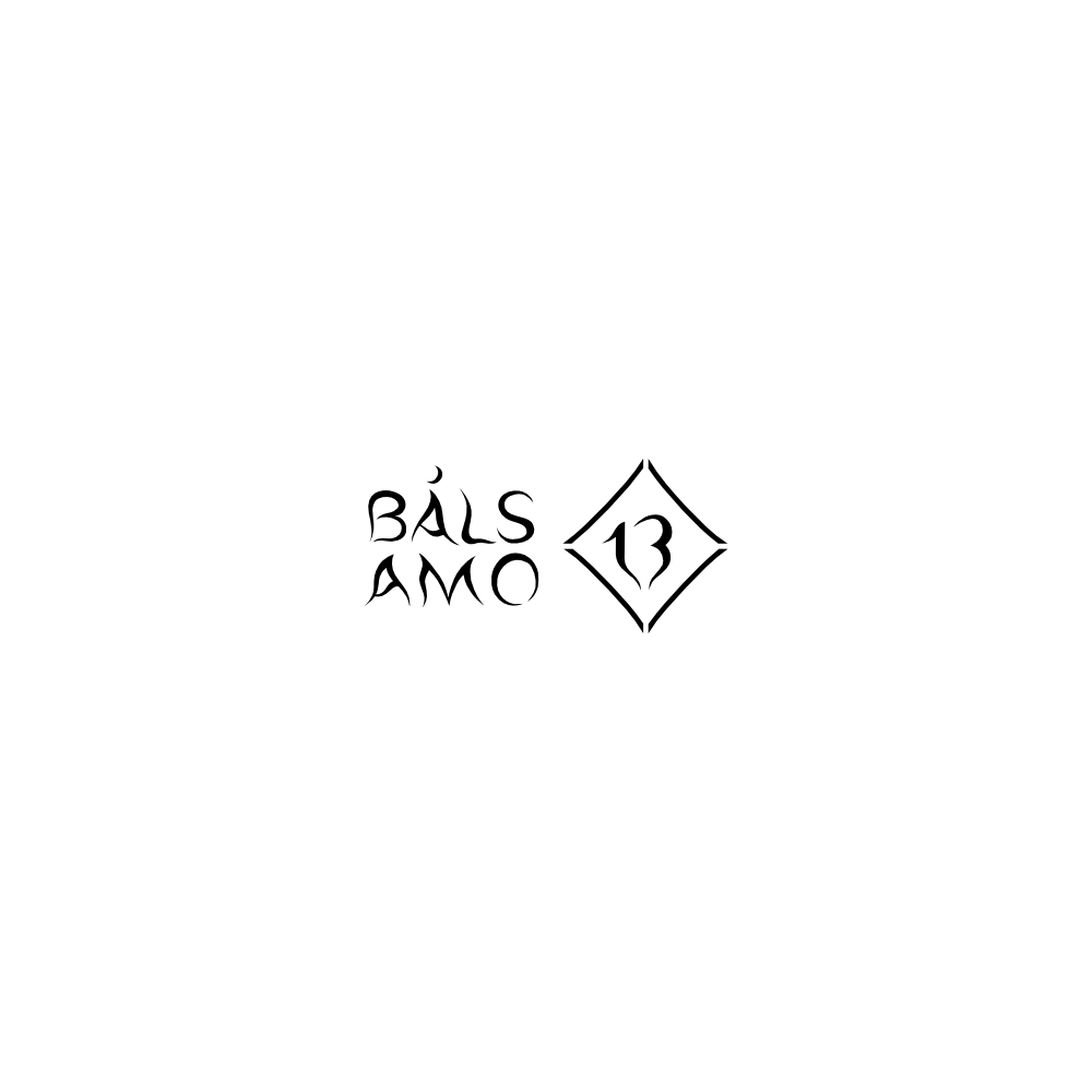 Image of the logo Balsamo 13 in positive monochrome.  This is an image related to a project inside Pedro Rodrigues (Treze413) graphic design portfolio.